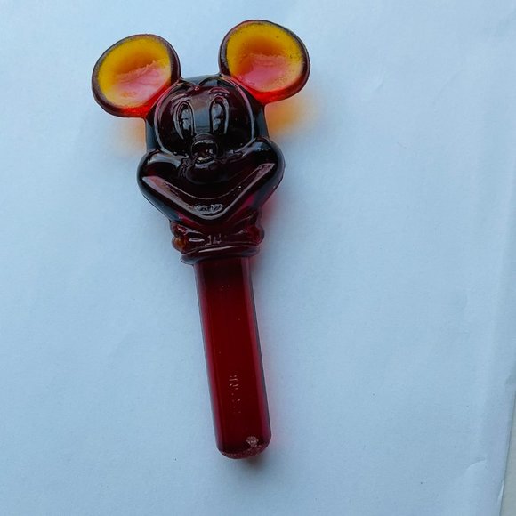 Vintage Disney Amberina Red Glass Mickey Mouse Bottle Stopper 4” Collectible - Picture 7 of 9
